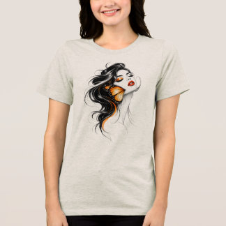 Camiseta Triblenda Arte abstracto de tres mariposas elegantes