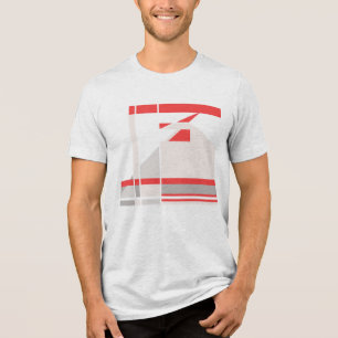 Camiseta Triblenda Arte abstracto geométrico gris beige rojo con esti