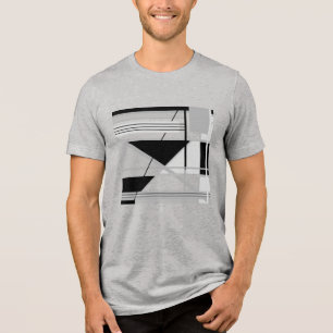 Camiseta Triblenda Arte abstracto geométrico negro claro y medio