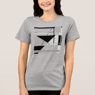 Camiseta Triblenda Arte abstracto geométrico negro claro y medio