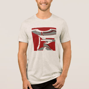 Camiseta Triblenda Arte abstracto moderno gris rojo oscuro tipo mosai
