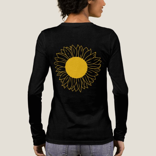 Camiseta Triblenda Arte botánico de girasol minimalista (Reverso )