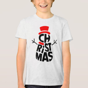 Camiseta Triblenda Arte con Palabras de Muñeco de Nieve de Navidad