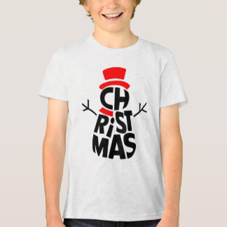 Camiseta Triblenda Arte con Palabras de Muñeco de Nieve de Navidad