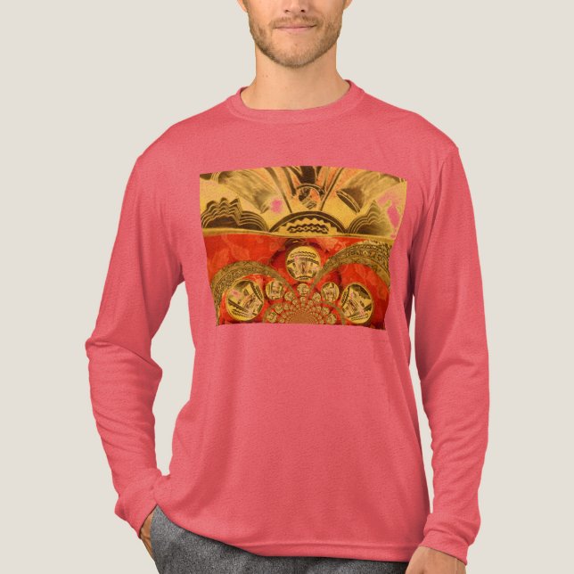 Camiseta Triblenda Arte Cultural Africano: Rico diseño rojo dorado (Anverso)