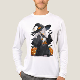 Camiseta Triblenda Arte de Anime Bruja Chica Halloween