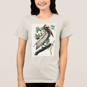 Camiseta Triblenda Arte de ave costera pelícano pardo vintage de Audu