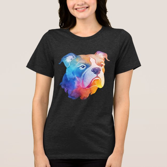 Camiseta Triblenda Arte de Bulldog colorido (Anverso)