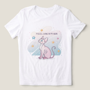 Camiseta Triblenda Arte de cabeza viva de gato Sphynx del zodiaco de 