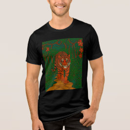 Camiseta Triblenda Arte de cloisonne Tigre en el camino de la selva