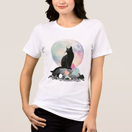 Camiseta Triblenda Arte de cristal de luna de gato negro