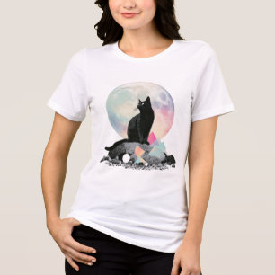 Camiseta Triblenda Arte de cristal de luna de gato negro