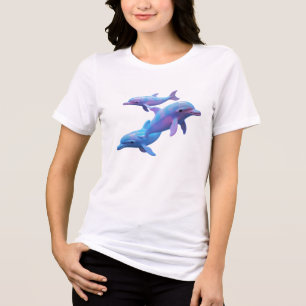 Camiseta Triblenda Arte de delfines mágicos azules y rosados