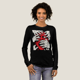 Camiseta Triblenda Arte de Demonio Rojo Horror con Manos Cubriendo Ca