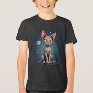Camiseta Triblenda Arte de dibujos animados espaciales de gato Sphynx