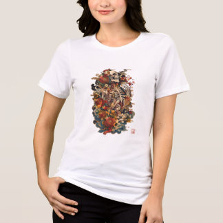 Camiseta Triblenda Arte de esqueleto japonés | Cráneo floral gótico