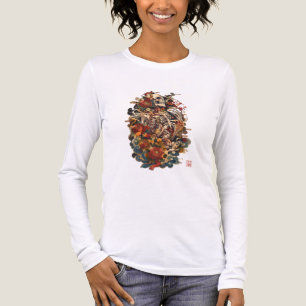 Camiseta Triblenda Arte de esqueleto japonés Cráneo floral gótico