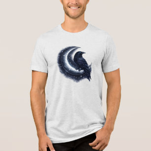 Camiseta Triblenda Arte de Fantasía Celestial Gótico Luna Cuervo Míst