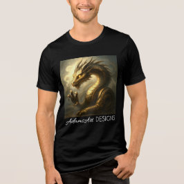 Camiseta Triblenda Arte de fantasía del dragón dorado de relojería 