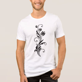 Camiseta Triblenda Arte de Flor Ornamental Elegante