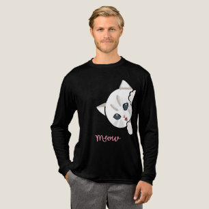Camiseta Triblenda Arte de Gato Blanco Espiando Adorable
