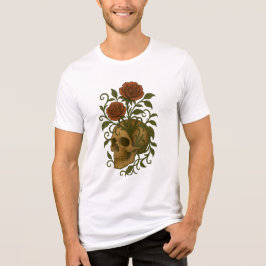 Camiseta Triblenda Arte de Halloween de cráneo y rosas de belleza inq
