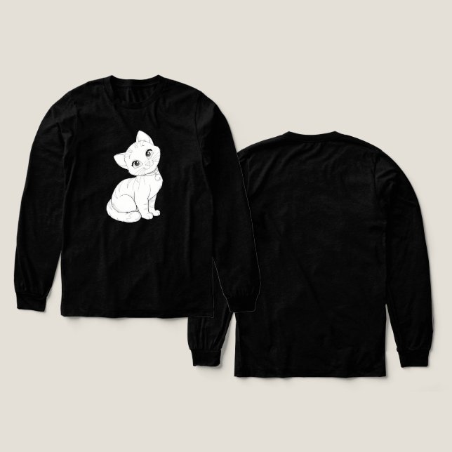 Camiseta Triblenda Arte de línea de gatos de Personalizado lindo - Il (Diseño frontal y trasero)