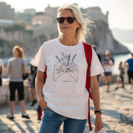 Camiseta Triblenda Arte de línea de sobre floral