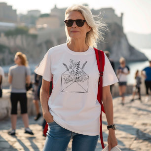 Camiseta Triblenda Arte de línea de sobre floral