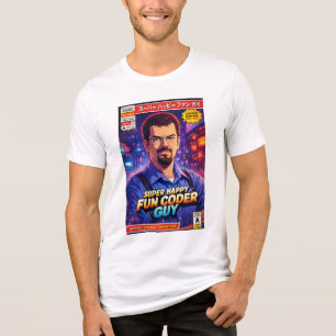 Camiseta Triblenda Arte de portada del tipo súper feliz coder número 