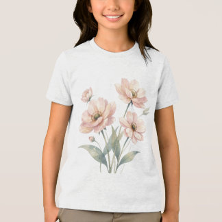 Camiseta Triblenda Arte de ramo de acuarela floral de rosa suave