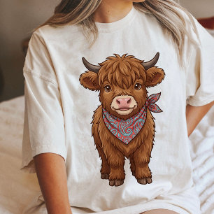 Camiseta Triblenda Arte de ternero de vaca Highland lindo con pañuelo