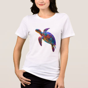 Camiseta Triblenda Arte de Tortuga Marina Brillante - Reptil Subacuát