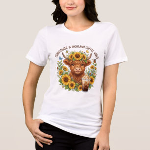 Camiseta Triblenda Arte de Vibraciones de Café de Girasol de Vaca Hig
