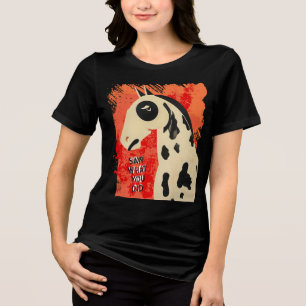 Camiseta Triblenda Arte divertido caballo mirada de reojo texto perso