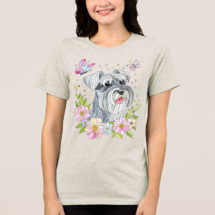 Camiseta Triblenda Arte en miniatura de Schnauzer Mosaic