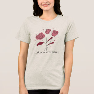 Camiseta Triblenda Arte floral de línea de rosa minimalista Flores Es