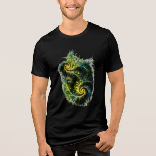 Camiseta Triblenda Arte fractal vívido en verde azul y amarillo 