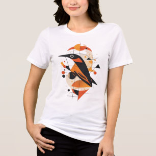 Camiseta Triblenda Arte Gráfico de Pájaro Abstracto Geométrico - Mode