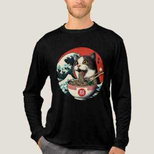 Camiseta Triblenda Arte Japonés de Ramen de Gato Estilo Vintage