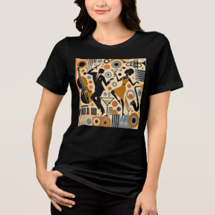 Camiseta Triblenda Arte Minimalista de la Era del Jazz de Mitad de Si