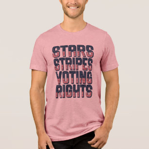 Camiseta Triblenda Arte Patriótico Derechos de Voto Estrellas y Barra