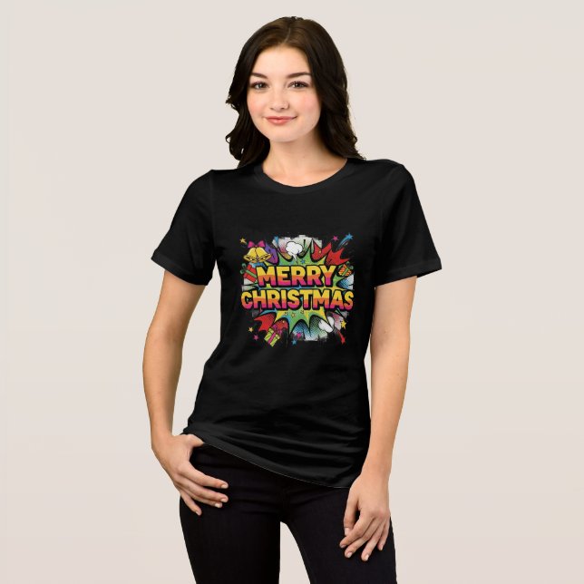 Camiseta Triblenda Arte Pop Comic Explosión de Navidad (Anverso Completo)