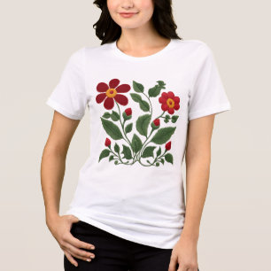 Camiseta Triblenda Arte Popular Flores Rojas