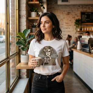 Camiseta Triblenda Arte Retro de Boceto del Primer Café