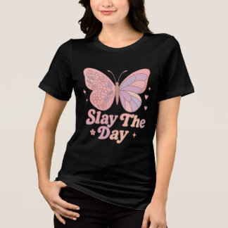 Camiseta Triblenda Arte Retro de Mariposa “Slay The Day”
