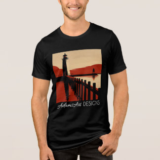Camiseta Triblenda Arte Retro Silueta de Faro Costero Vintage