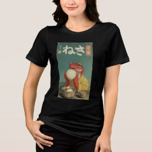 Camiseta Triblenda Arte Ukiyo-e de Rana Japonesa para Estudiantes Uni