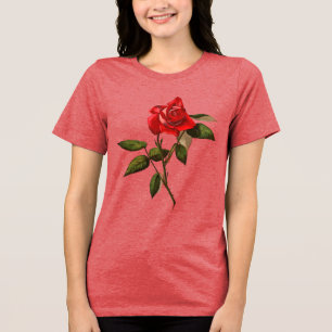 Camiseta Triblenda Arte vectorial de rosa roja de tallo único aislada