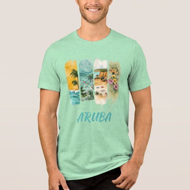 Camiseta Triblenda aruba con flores pastel en pincel (Anverso)
